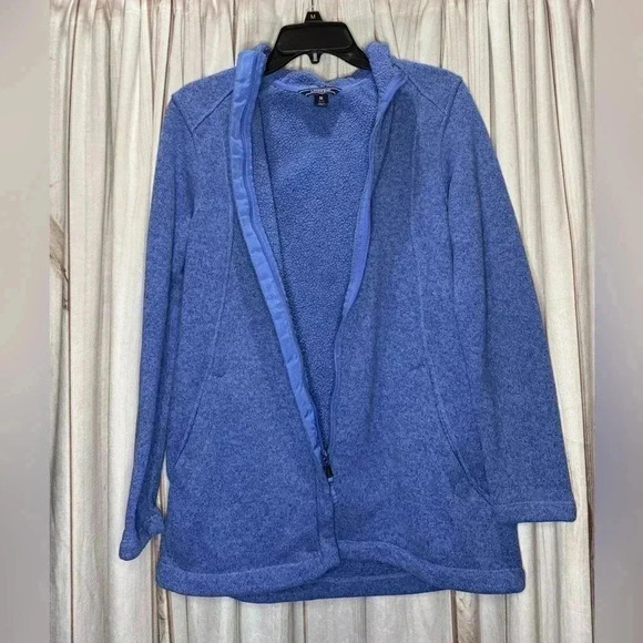 Lands’ End Women’s Full Zip Hooded Mid-Weight Sweatshirt Size Medium 10/12 - Picture 2 of 8